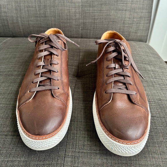 Men's size 14 brown leather Allen Edmonds Paxton sneakers like new - Picture 2 of 5